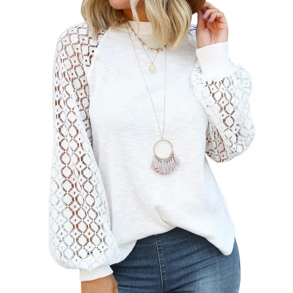 miholl Tops - NWT! - MIHOLL Long Sleeve Lace Balloon Sleeve Top Blouse